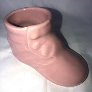 Vintage Pink Baby Bootie Planter Simpler Time. Mid Century Collectible 5” X 2”
